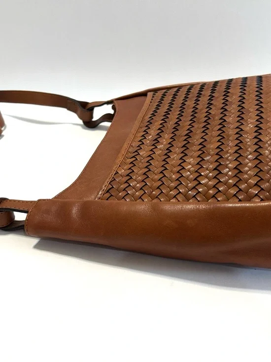 New Super Soft  Woven Leather Crossbody Bag - Tan/Brown - Picture 4 of 13